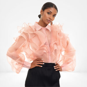 Peach Ruffle Organza Blouse
