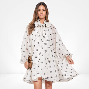 Polka Dot Tie-Neck Mini Dress