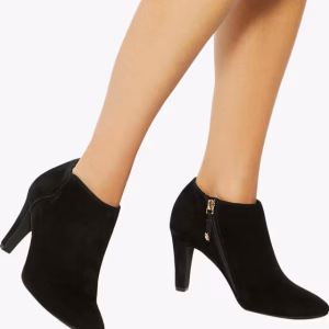 Omarah Suede Heeled Shoe Boots, Black