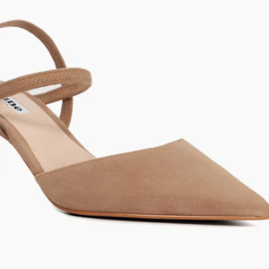 Classical Suede Pointed Slingback Courts, Caramel